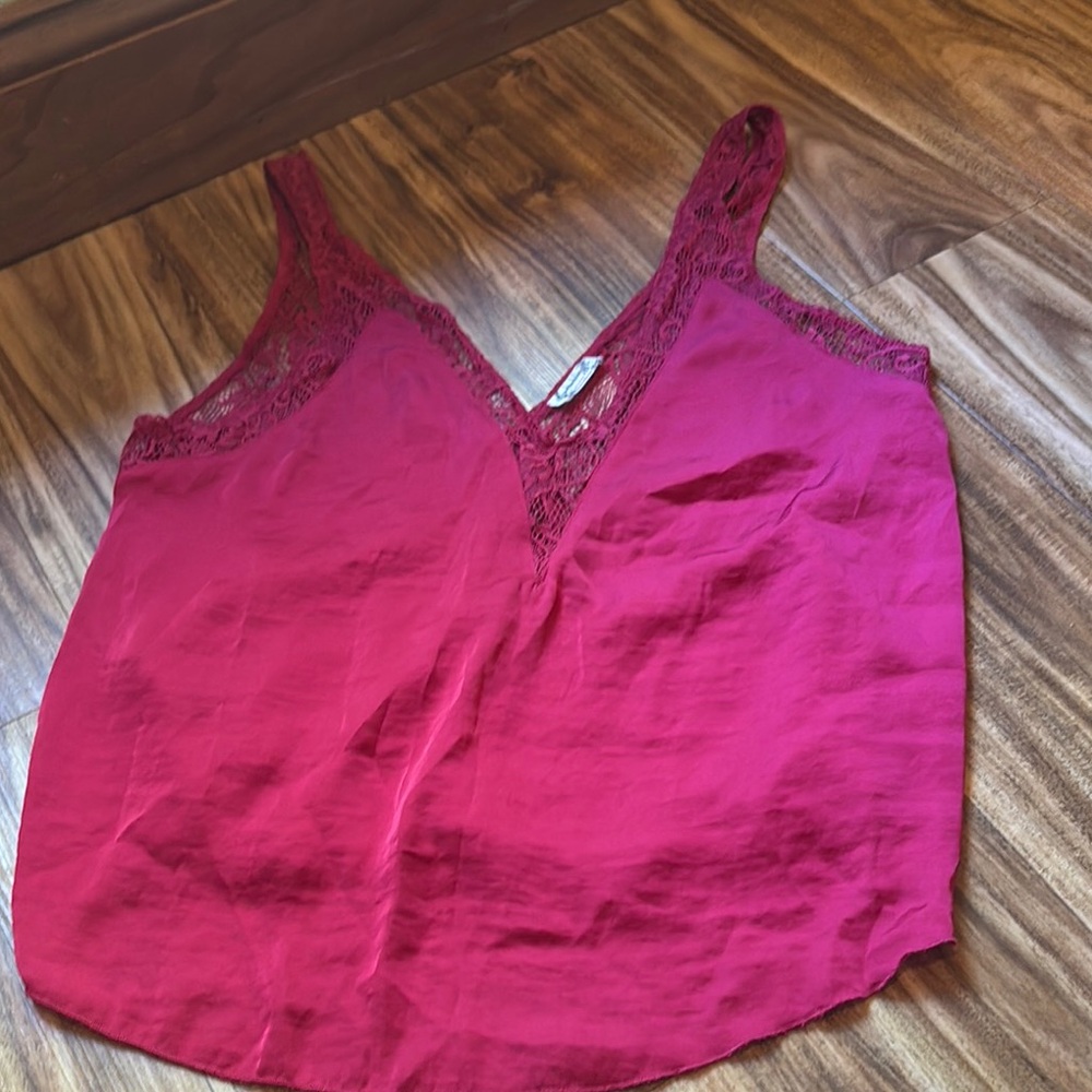 Free People Burgundy Lace Tank